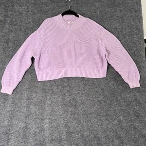 Aeropostale Women XL Lilac Cropped Knit Sweater Y2K Coquette Soft Girl Aesthetic